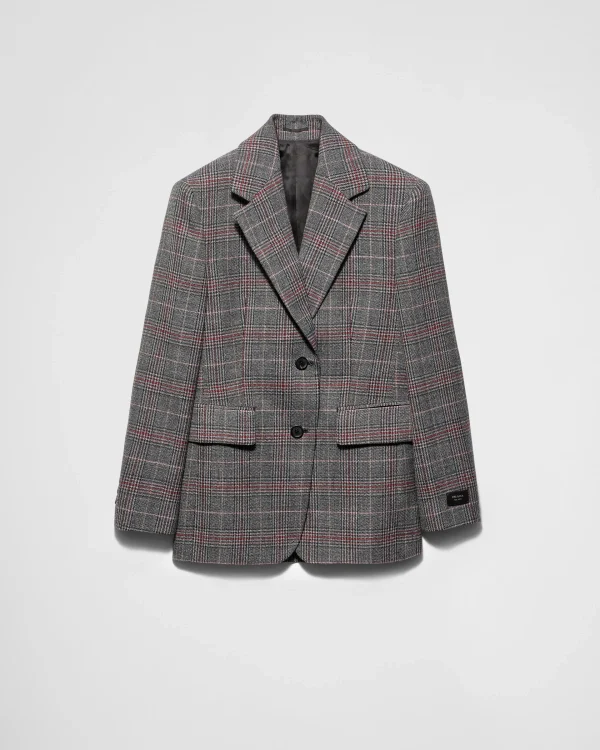 Jackets And Coats*Prada Single-breasted Prince of Wales checked jacket Ebony