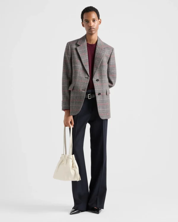 Jackets And Coats*Prada Single-breasted Prince of Wales checked jacket Ebony