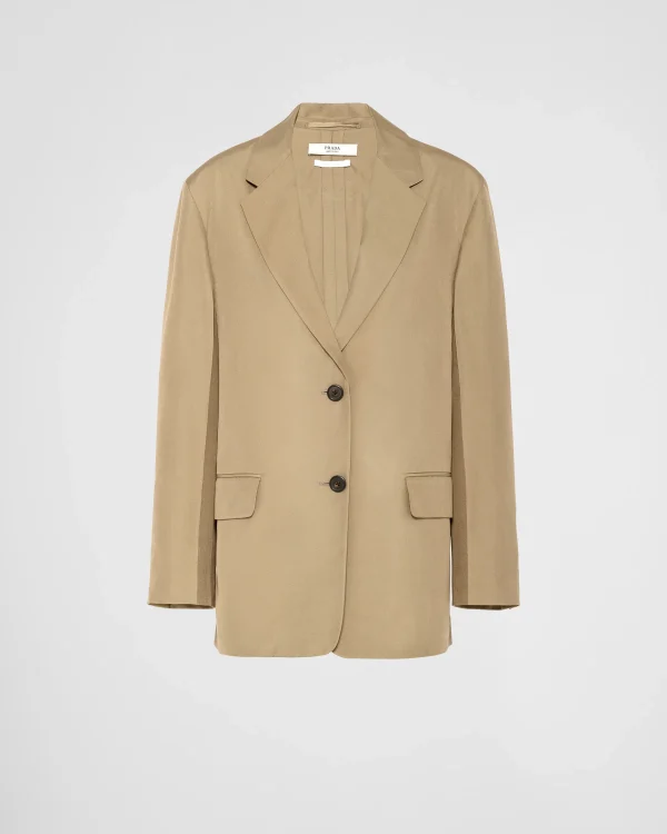 Jackets And Coats*Prada Single-breasted silk jacket Olivegreen