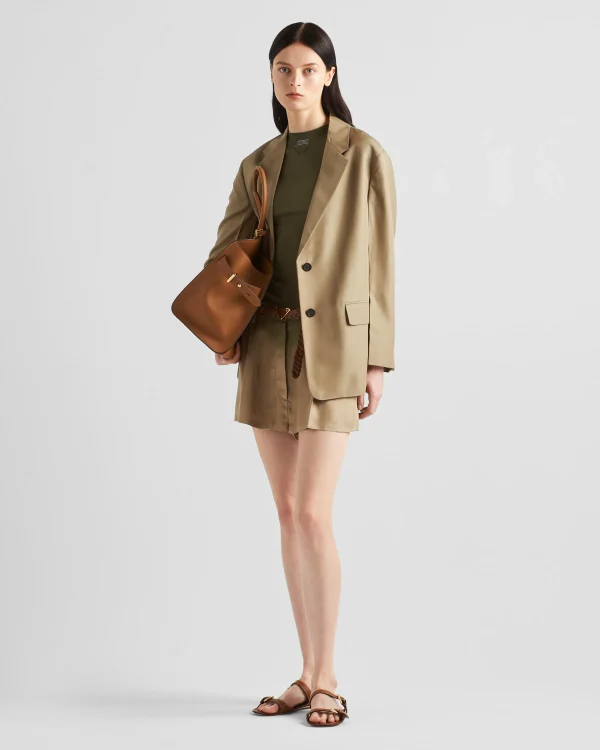 Jackets And Coats*Prada Single-breasted silk jacket Olivegreen