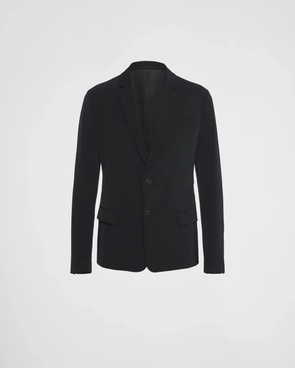 Jackets And Coats*Prada Single-breasted technical stretch fabric jacket Black