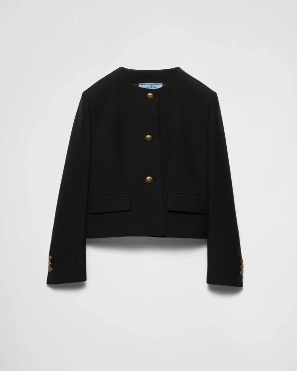 Jackets And Coats*Prada Single-breasted tricotine jacket Black