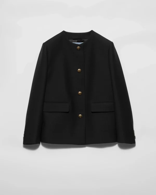 Jackets And Coats*Prada Single-breasted tricotine jacket Black