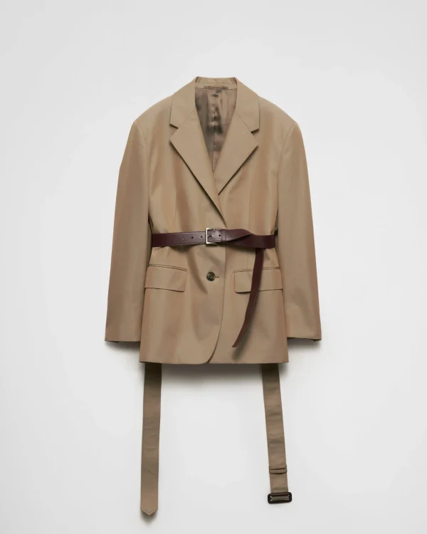 Jackets And Coats*Prada Single-breasted twill jacket Beige