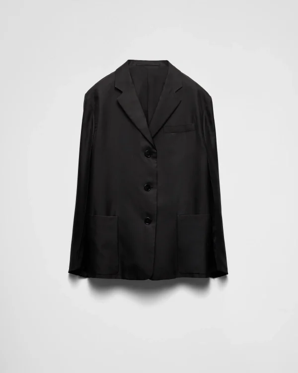 Jackets And Coats*Prada Single-breasted twill jacket Black