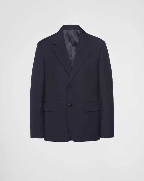 Jackets And Coats*Prada Single-breasted wool and mohair jacket Navy