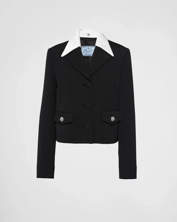 Jackets And Coats*Prada Single-breasted wool and satin jacket Black