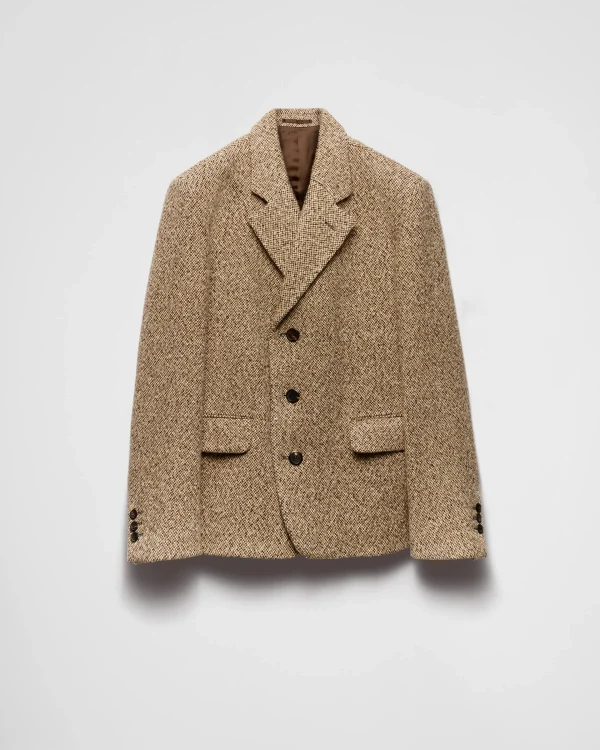 Jackets And Coats*Prada Single-breasted wool blend jacket Camelbrown