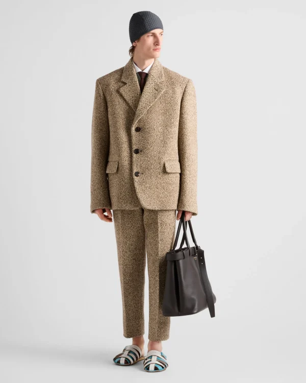 Jackets And Coats*Prada Single-breasted wool blend jacket Camelbrown