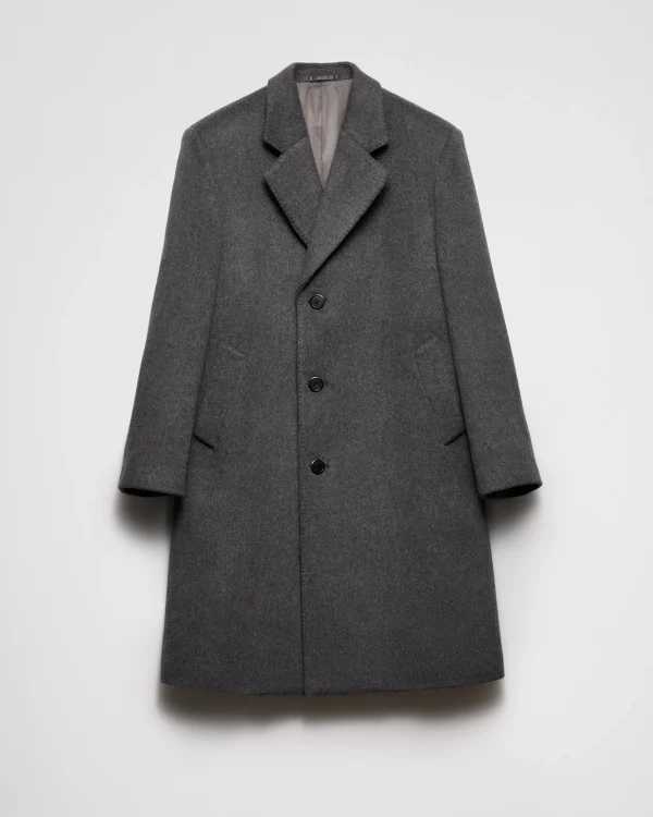 Jackets And Coats*Prada Single-breasted wool coat Slategray