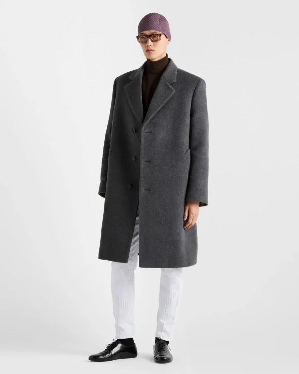 Jackets And Coats*Prada Single-breasted wool coat Slategray