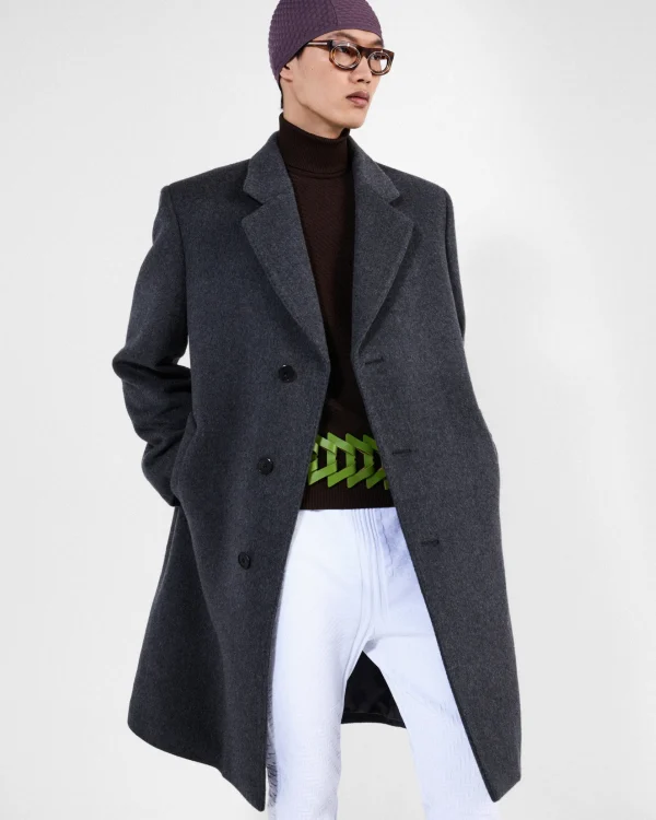 Jackets And Coats*Prada Single-breasted wool coat Slategray