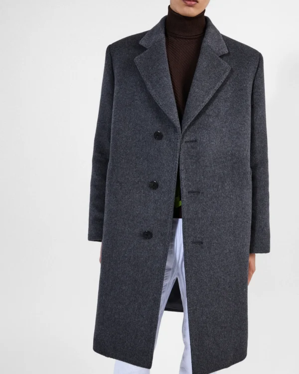 Jackets And Coats*Prada Single-breasted wool coat Slategray