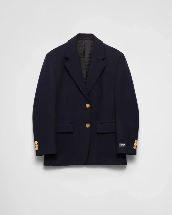 Jackets And Coats*Prada Single-breasted wool faille jacket Navy