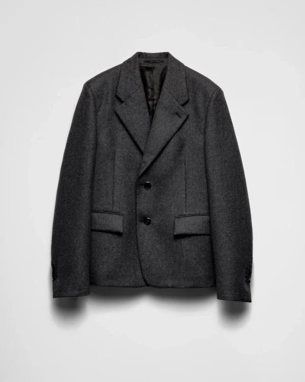 Jackets And Coats*Prada Single-breasted wool jacket Slategray