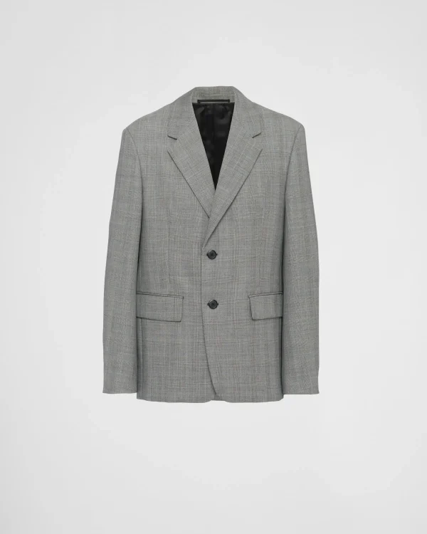 Jackets And Coats*Prada Single-breasted wool jacket Slategray