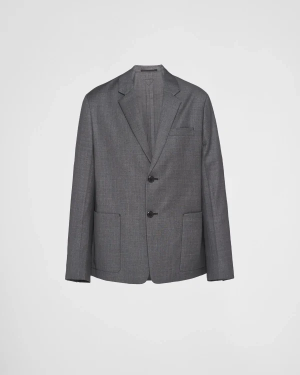 Jackets And Coats*Prada Single-breasted wool jacket Slategray