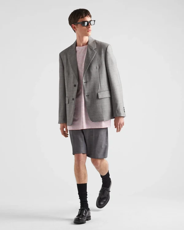 Jackets And Coats*Prada Single-breasted wool jacket Slategray