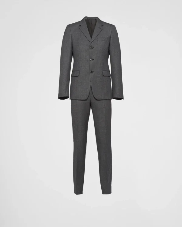 Suits*Prada Single-breasted wool suit Slategray