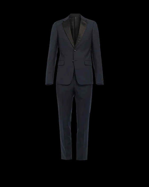 Suits*Prada Singled-breasted two-button wool mohair tuxedo Blue/black