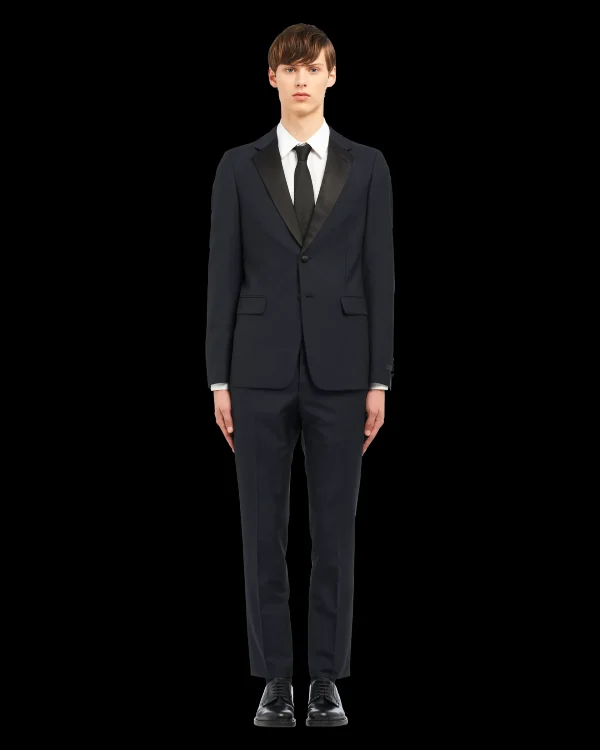 Suits*Prada Singled-breasted two-button wool mohair tuxedo Blue/black