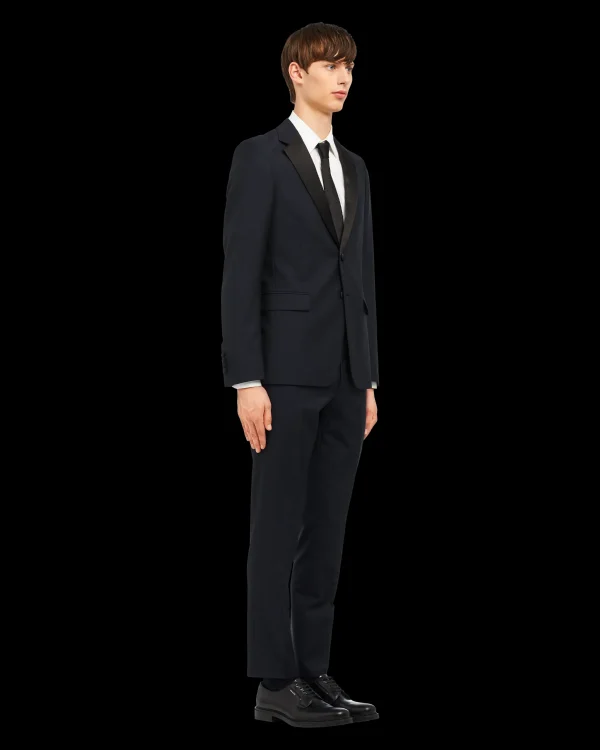 Suits*Prada Singled-breasted two-button wool mohair tuxedo Blue/black