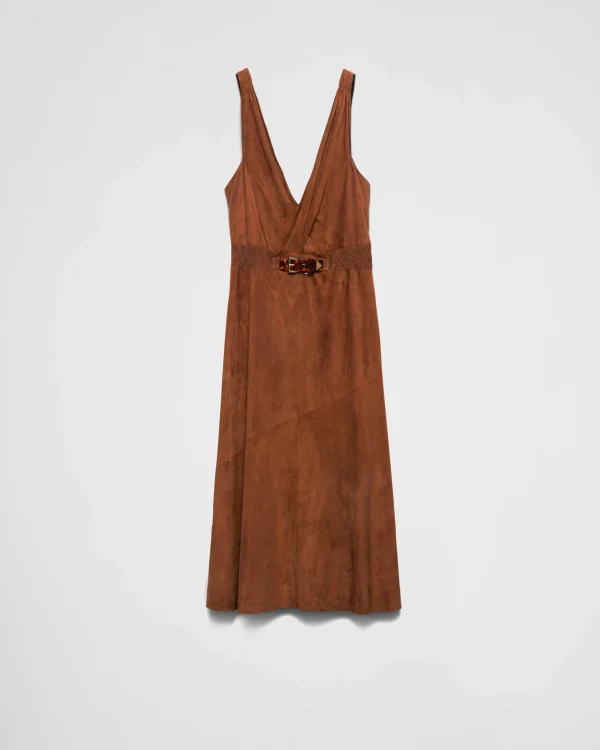 Leather Clothing*Prada Sleeveless suede dress Palisander