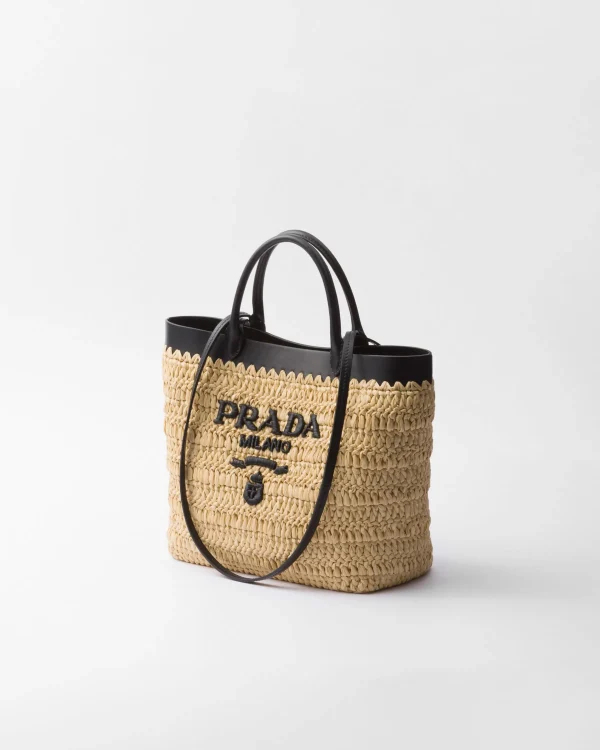 Totes | Totes*Prada Small crochet and leather tote bag Tan/black