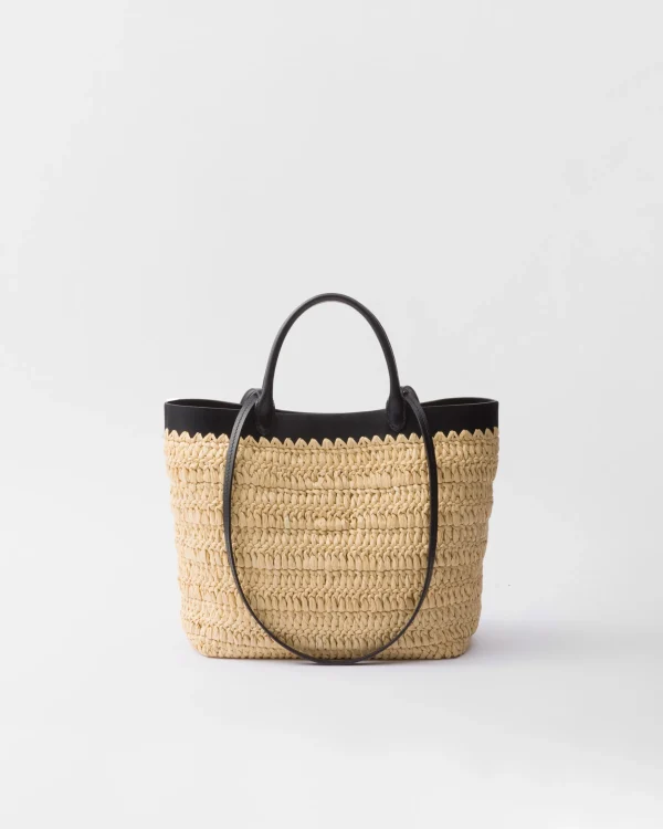 Totes | Totes*Prada Small crochet and leather tote bag Tan/black