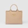 Totes | Totes*Prada Small leather Symbole bag with topstitching Sandbeige