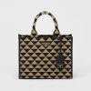 Totes | Totes*Prada Small Symbole embroidered fabric handbag Black/beige