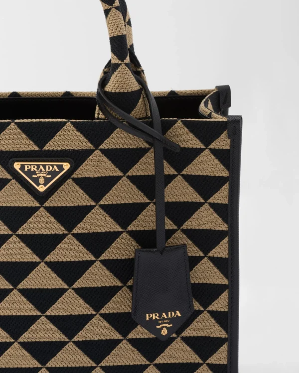 Totes | Totes*Prada Small Symbole embroidered fabric handbag Black/beige