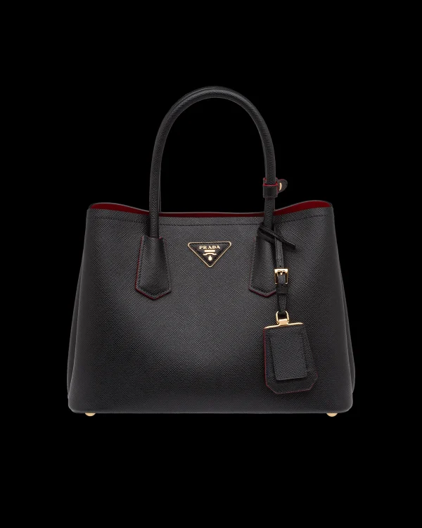 Totes | Totes*Prada Small Saffiano Leather Double Bag Black/fieryred