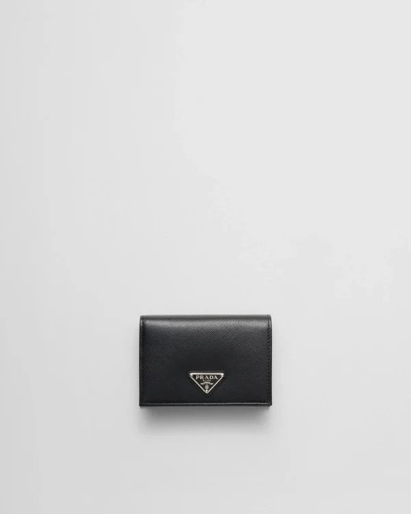 Small Wallets*Prada Small Saffiano Leather Wallet Black