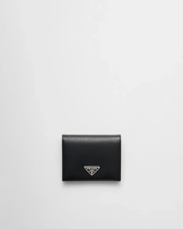 Small Wallets*Prada Small Saffiano Leather Wallet Black