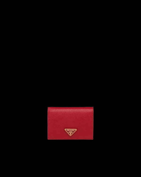 Small Wallets*Prada Small Saffiano Leather Wallet Fieryred