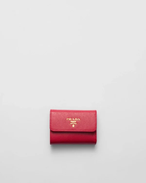 Small Wallets*Prada Small Saffiano Leather Wallet Fieryred