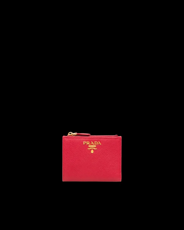 Small Wallets*Prada Small Saffiano Leather Wallet Fieryred