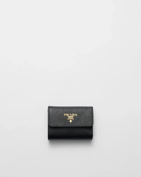 Small Wallets*Prada Small Saffiano Leather Wallet Black