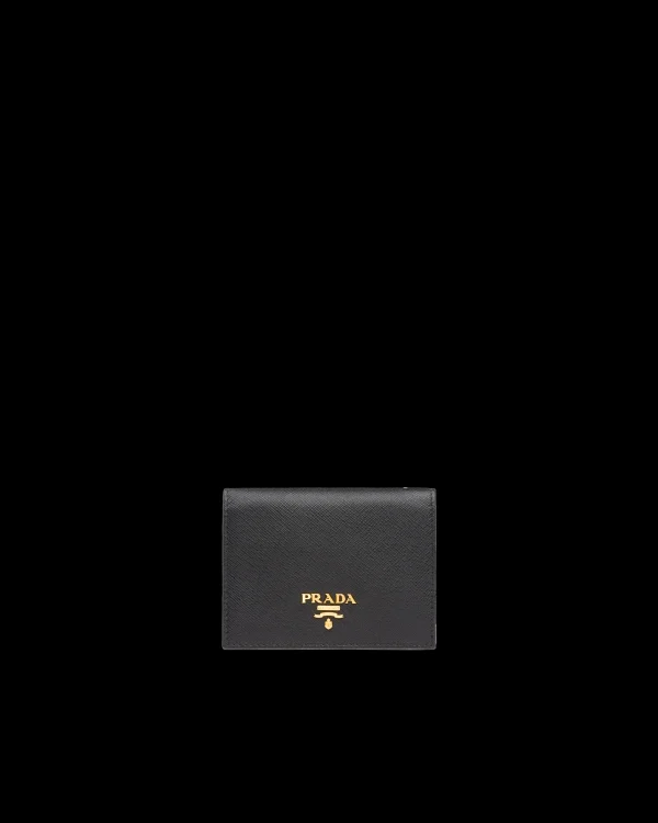 Small Wallets*Prada Small Saffiano Leather Wallet Black