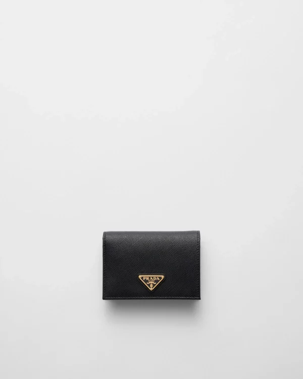 Small Wallets*Prada Small Saffiano Leather Wallet Black