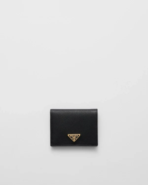 Small Wallets*Prada Small Saffiano Leather Wallet Black