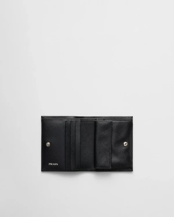 Small Wallets*Prada Small Saffiano Leather Wallet Black