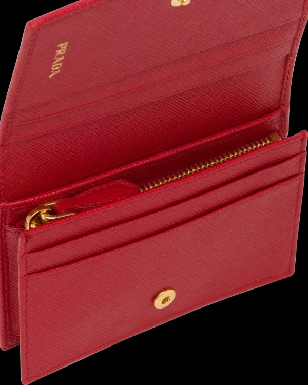 Small Wallets*Prada Small Saffiano Leather Wallet Fieryred