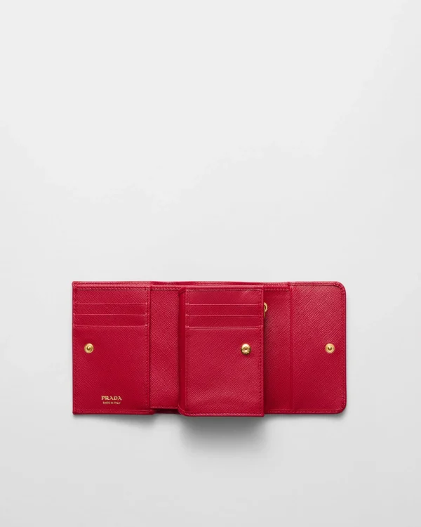 Small Wallets*Prada Small Saffiano Leather Wallet Fieryred