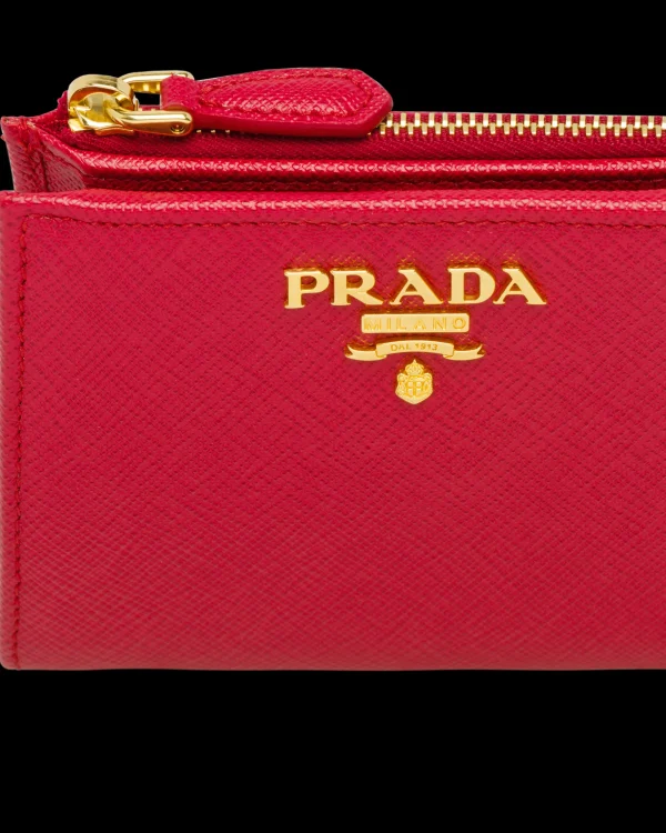 Small Wallets*Prada Small Saffiano Leather Wallet Fieryred