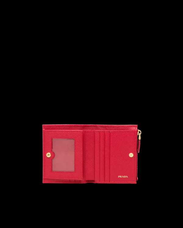 Small Wallets*Prada Small Saffiano Leather Wallet Fieryred