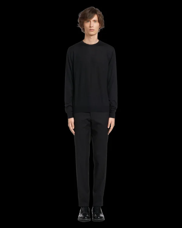 Knitwear*Prada Soft Cashmere Crew-Neck Sweater Black