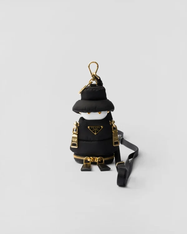 Bag Charms And Keychains*Prada Soft Robot Re-Nylon bag charm Black