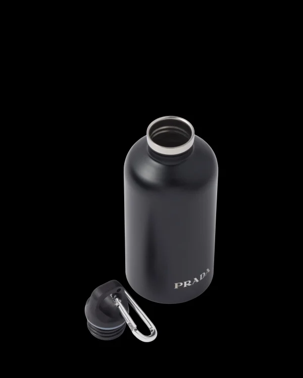 Sports And Leisure*Prada Stainless steel insulated water bottle, 350 ml Black